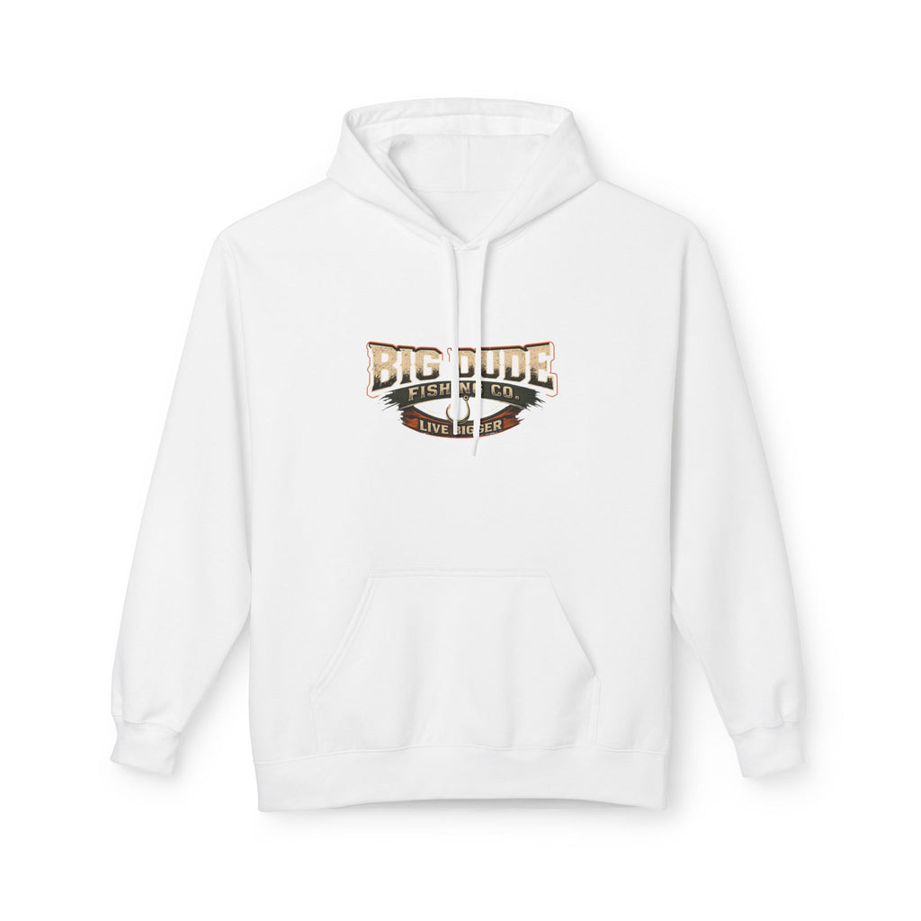 Fishing Hoodie — "Fish Hard, Live Bigger" Hook Graphic