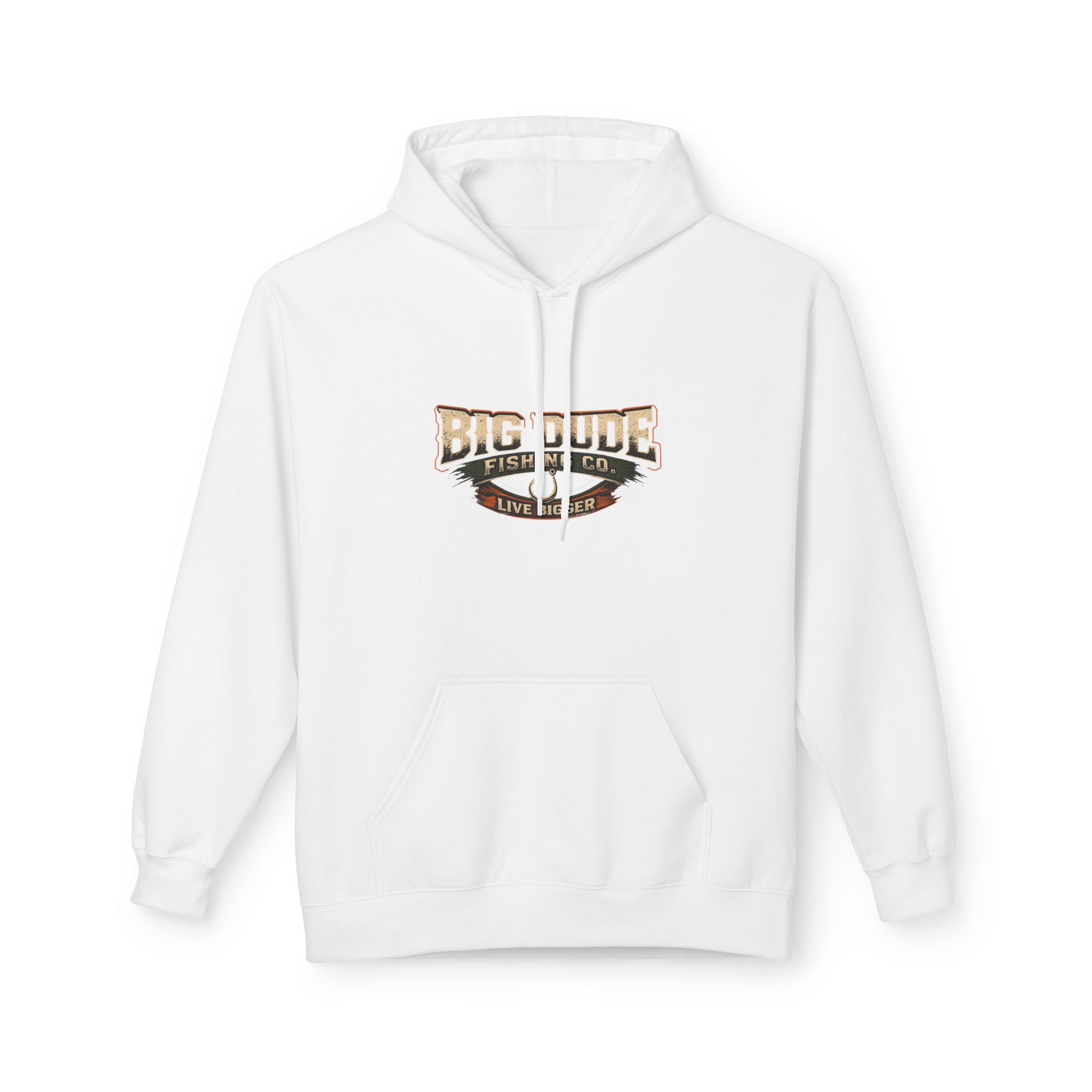 Fishing Hoodie — "Fish Hard, Live Bigger" Hook Graphic