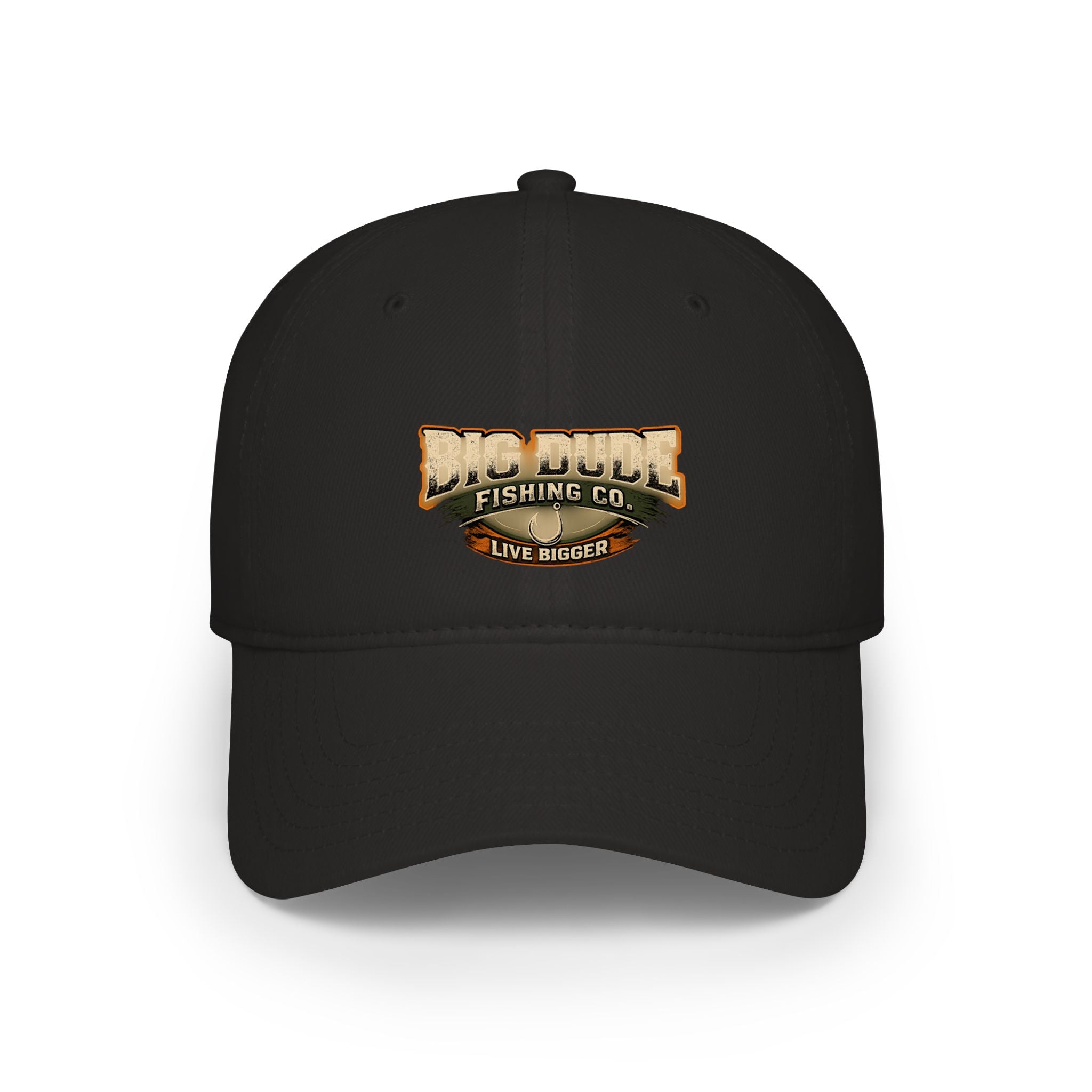 Big Dude Fishing Co. Low Profile Baseball Cap – 'Live Bigger' Embroidered Hat
