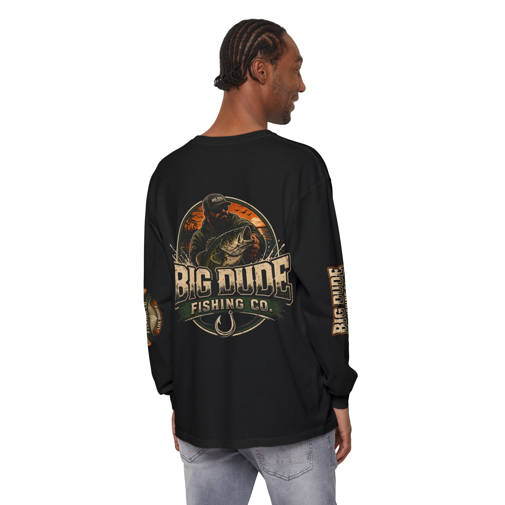 Big Dude Fishing Co. Long Sleeve Tee — Retro Bass Fishing Shirt
