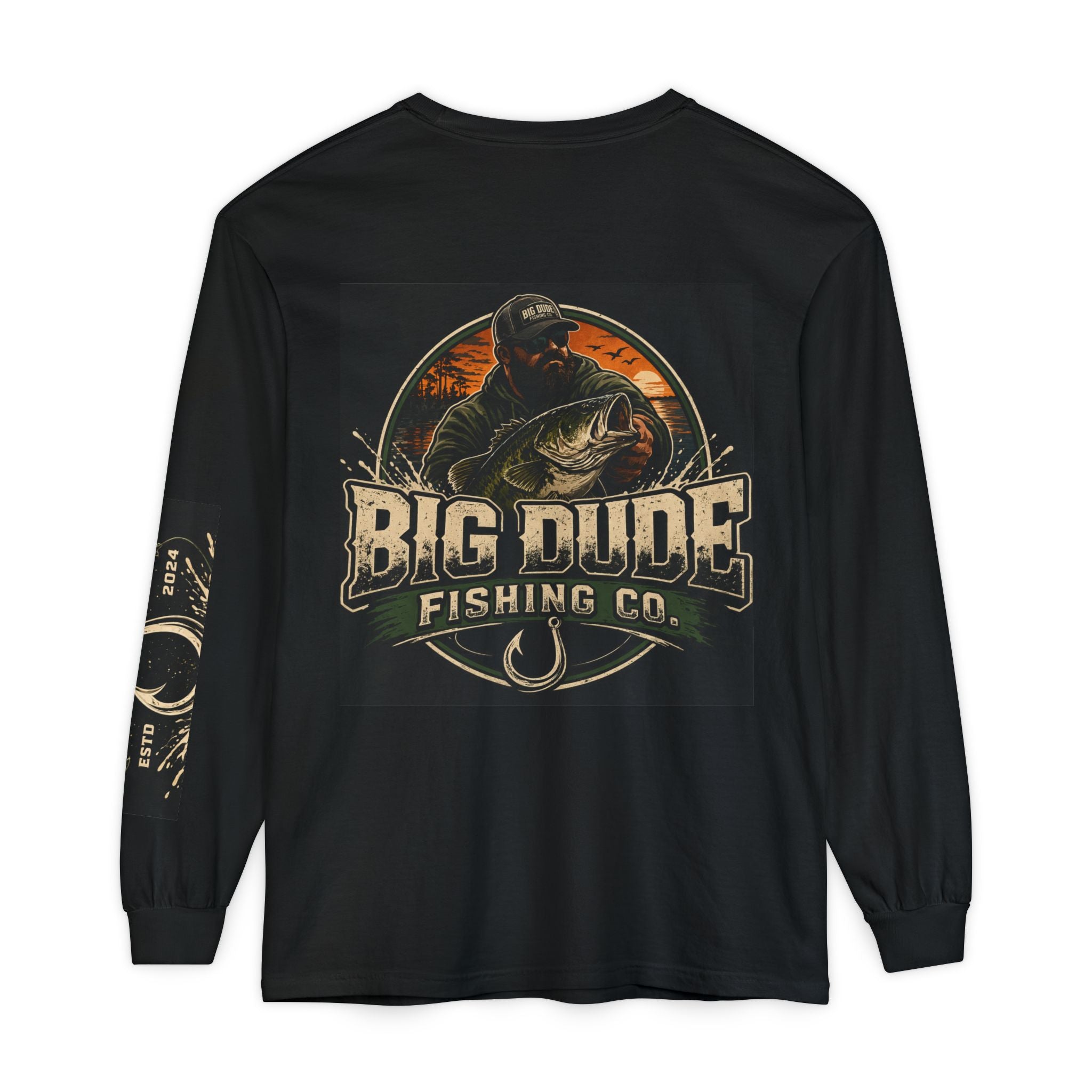 Big Dude Fishing Co. Long Sleeve Tee — Retro Bass Fishing Shirt
