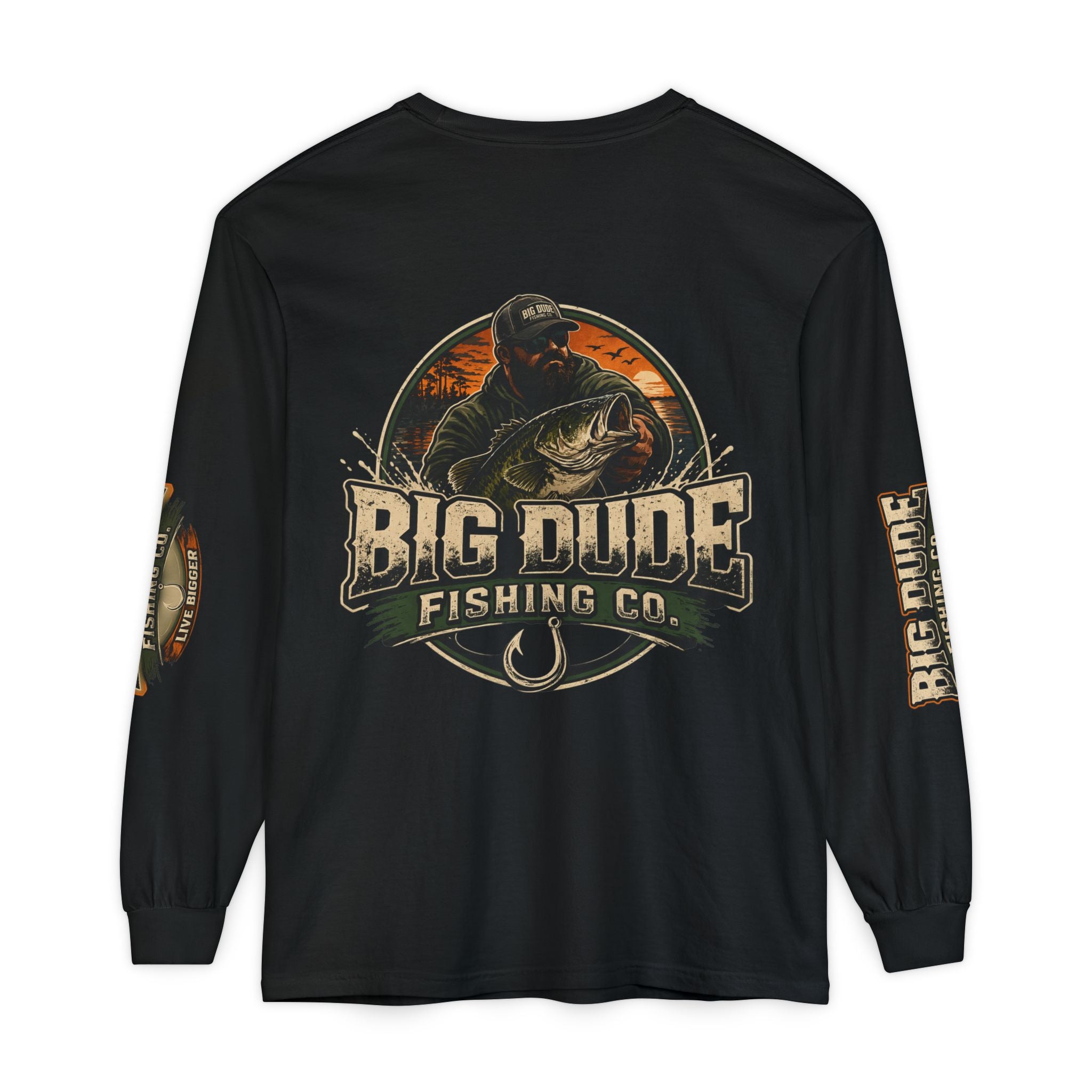 Big Dude Fishing Co. Long Sleeve Tee — Retro Bass Fishing Shirt